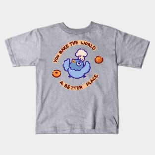 A cute pigeon baker, you bake the world a better place Kids T-Shirt